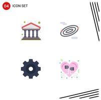 Pictogram Set of 4 Simple Flat Icons of bank drawing building space heart Editable Vector Design Elements