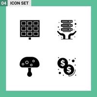 Thematic Vector Solid Glyphs and Editable Symbols of panel spring internet hosting mushroom investment Editable Vector Design Elements