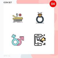 Pack of 4 Modern Filledline Flat Colors Signs and Symbols for Web Print Media such as operation gender hospital proposal mars Editable Vector Design Elements