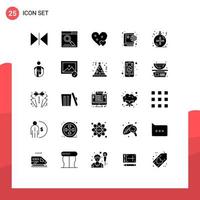 paquete de iconos vectoriales de stock de 25 signos y símbolos de línea para elementos de diseño vectorial editables pequeños de globo de corazón de Internet de bola vector