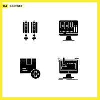 Mobile Interface Solid Glyph Set of 4 Pictograms of pendant delivery decoration education product Editable Vector Design Elements