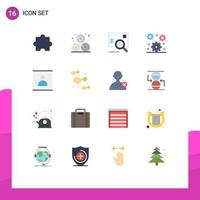 Flat Color Pack of 16 Universal Symbols of photo image find human office Editable Pack of Creative Vector Design Elements