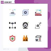 Flat Color Pack of 9 Universal Symbols of marker location suburban customer chassis Editable Vector Design Elements