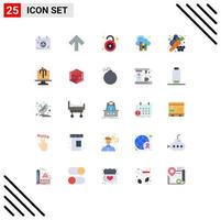 25 Universal Flat Color Signs Symbols of food carrot unsafe agriculture dictionary Editable Vector Design Elements
