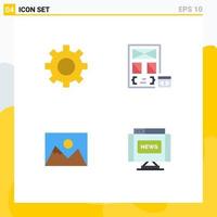 Mobile Interface Flat Icon Set of 4 Pictograms of setting landscape user develop photographer Editable Vector Design Elements