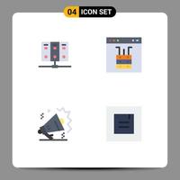 Set of 4 Commercial Flat Icons pack for computer mike database interface sound Editable Vector Design Elements