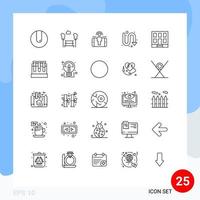 Mobile Interface Line Set of 25 Pictograms of house building user turning directional Editable Vector Design Elements