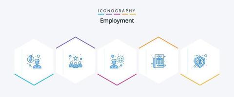 Employment 25 Blue icon pack including security. employee. developer. select job. job vector