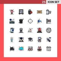 Universal Icon Symbols Group of 25 Modern Filled line Flat Colors of movie cinema devices journey ticket Editable Vector Design Elements