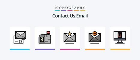 la línea de correo electrónico llenó el paquete de 5 iconos, incluida la bandeja de entrada. descargar. borrador. Seleccione. Email. diseño de iconos creativos vector