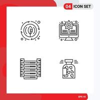 Modern Set of 4 Filledline Flat Colors and symbols such as energy data plant system servers Editable Vector Design Elements