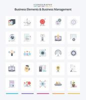 Creative Business Elements And Business Managment 25 Flat icon pack  Such As management. business. pattern. target. market vector