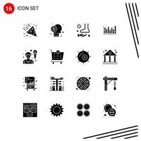 Modern Set of 16 Solid Glyphs Pictograph of artist up foot line therapy Editable Vector Design Elements