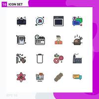 Set of 16 Modern UI Icons Symbols Signs for notebook sign communication communication user Editable Creative Vector Design Elements