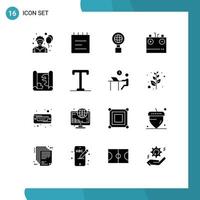 Set of 16 Modern UI Icons Symbols Signs for point map search location electricity Editable Vector Design Elements