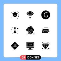 9 Creative Icons Modern Signs and Symbols of down shutdown currency down arrow Editable Vector Design Elements