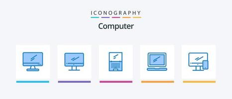 Computer Blue 5 Icon Pack Including . imac. mobile. device. Creative Icons Design vector