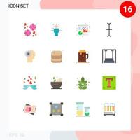 16 Flat Color concept for Websites Mobile and Apps mechanism gear analytics brain input Editable Pack of Creative Vector Design Elements