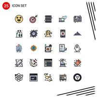 Universal Icon Symbols Group of 25 Modern Filled line Flat Colors of hobbies book servers arrows data Editable Vector Design Elements