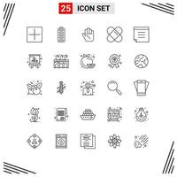 Set of 25 Modern UI Icons Symbols Signs for education blackboard stop formula note Editable Vector Design Elements