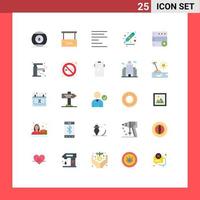 Pack of 25 Modern Flat Colors Signs and Symbols for Web Print Media such as base office close salon desk cut Editable Vector Design Elements