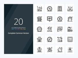 20 Complete Common Version Outline icon for presentation vector