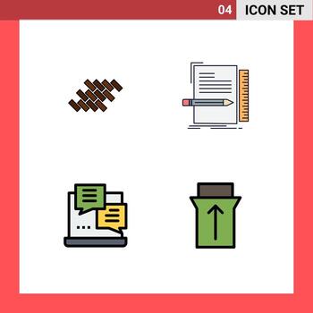 grupo de símbolos de icono universal de 4 colores planos de línea de relleno modernos de ladrillos bloque de script codificación de elementos de diseño vectorial editables en Internet vector