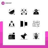 Editable Vector Line Pack of 9 Simple Solid Glyphs of chat horizontal education distribute exercise Editable Vector Design Elements