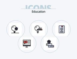 Education Line Filled Icon Pack 5 Icon Design. email. communication. school. video. multimedia vector