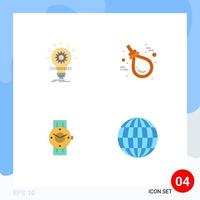 Set of 4 Commercial Flat Icons pack for bulb rope innovation gallows smart watch Editable Vector Design Elements