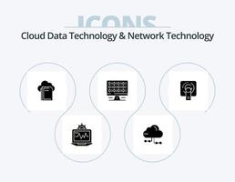 Cloud Data Technology And Network Technology Glyph Icon Pack 5 Icon Design. tuch . server. cloud. computing. web vector