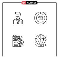 4 User Interface Line Pack of modern Signs and Symbols of business report man business health Editable Vector Design Elements