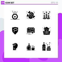 9 Universal Solid Glyph Signs Symbols of mouse education spa book crypto Editable Vector Design Elements