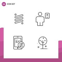 Set of 4 Modern UI Icons Symbols Signs for rise profile currency body mobile Editable Vector Design Elements