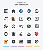 Creative Basic 25 Line FIlled icon pack  Such As chain. calculator. web. share. export vector