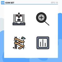 Set of 4 Modern UI Icons Symbols Signs for coding park flowchart zoom chart Editable Vector Design Elements