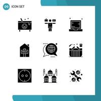 paquete de iconos de vector de stock de 9 signos y símbolos de línea para elementos de diseño de vector editables de casa de trabajo de propiedad de comunicación