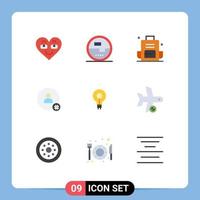 conjunto de 9 iconos modernos de la interfaz de usuario signos de símbolos para tweet siga la medición de elementos de diseño de vectores editables de la bolsa de la escuela