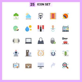 Modern Set of 25 Flat Colors and symbols such as labels computer weather chip tech Editable Vector Design Elements