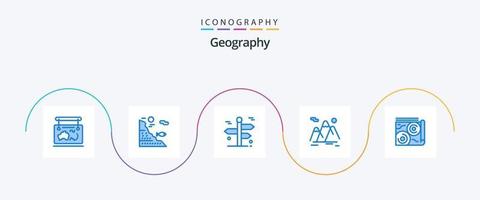 paquete de iconos geo graphy blue 5 que incluye viajes. montañas. roca. viaje. viajar vector