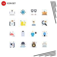 Universal Icon Symbols Group of 16 Modern Flat Colors of finance box computers bulb pc Editable Pack of Creative Vector Design Elements