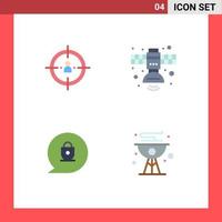 Set of 4 Commercial Flat Icons pack for business transmission planning radio lock Editable Vector Design Elements