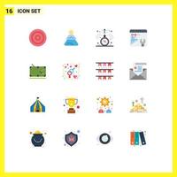 16 Universal Flat Color Signs Symbols of table snooker clock setting development Editable Pack of Creative Vector Design Elements