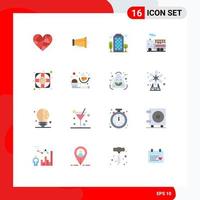 Set of 16 Modern UI Icons Symbols Signs for lifesaver transport speaker quad living area Editable Pack of Creative Vector Design Elements