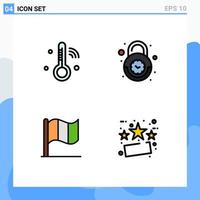 Universal Icon Symbols Group of 4 Modern Filledline Flat Colors of internet of things flag thermometer lock irish Editable Vector Design Elements