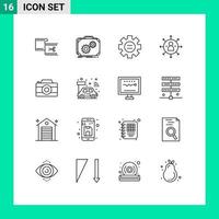 paquete de iconos de vectores de stock de 16 signos y símbolos de línea para las habilidades de progreso de las flechas de trabajo que configuran elementos de diseño de vectores editables