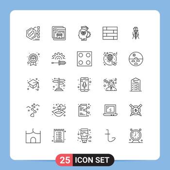 Set of 25 Vector Lines on Grid for laser protect shopping lock pad smart Editable Vector Design Elements