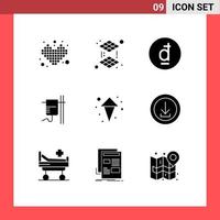 Set of 9 Modern UI Icons Symbols Signs for arrows transfusion dong rehydration healthcare Editable Vector Design Elements