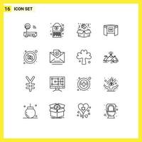 Stock Vector Icon Pack of 16 Line Signs and Symbols for no camera box hd screen Editable Vector Design Elements