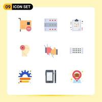 Universal Icon Symbols Group of 9 Modern Flat Colors of mind human plan head brain Editable Vector Design Elements